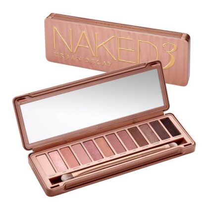 Photo of Urban Decay Naked3 Palette packaging with open palette in the foregound