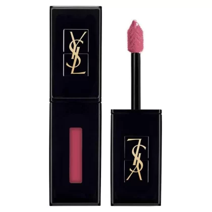 Photo of YSL lipstick in hot pink with the open applicator on the right