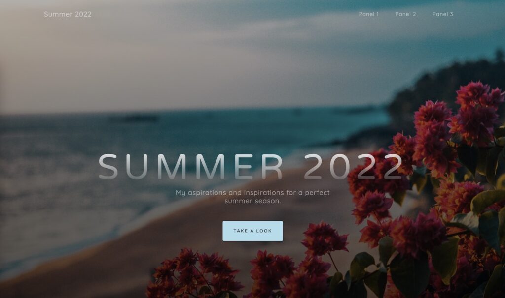 Screenshot of panel 3 homepage
